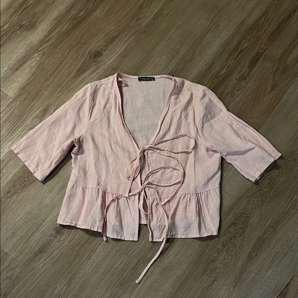 Francesca Bettini Pink Tie-Front Women's Top SZ Small